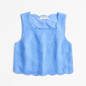 Abercrombie Premium Linen Scallop-Hem Top